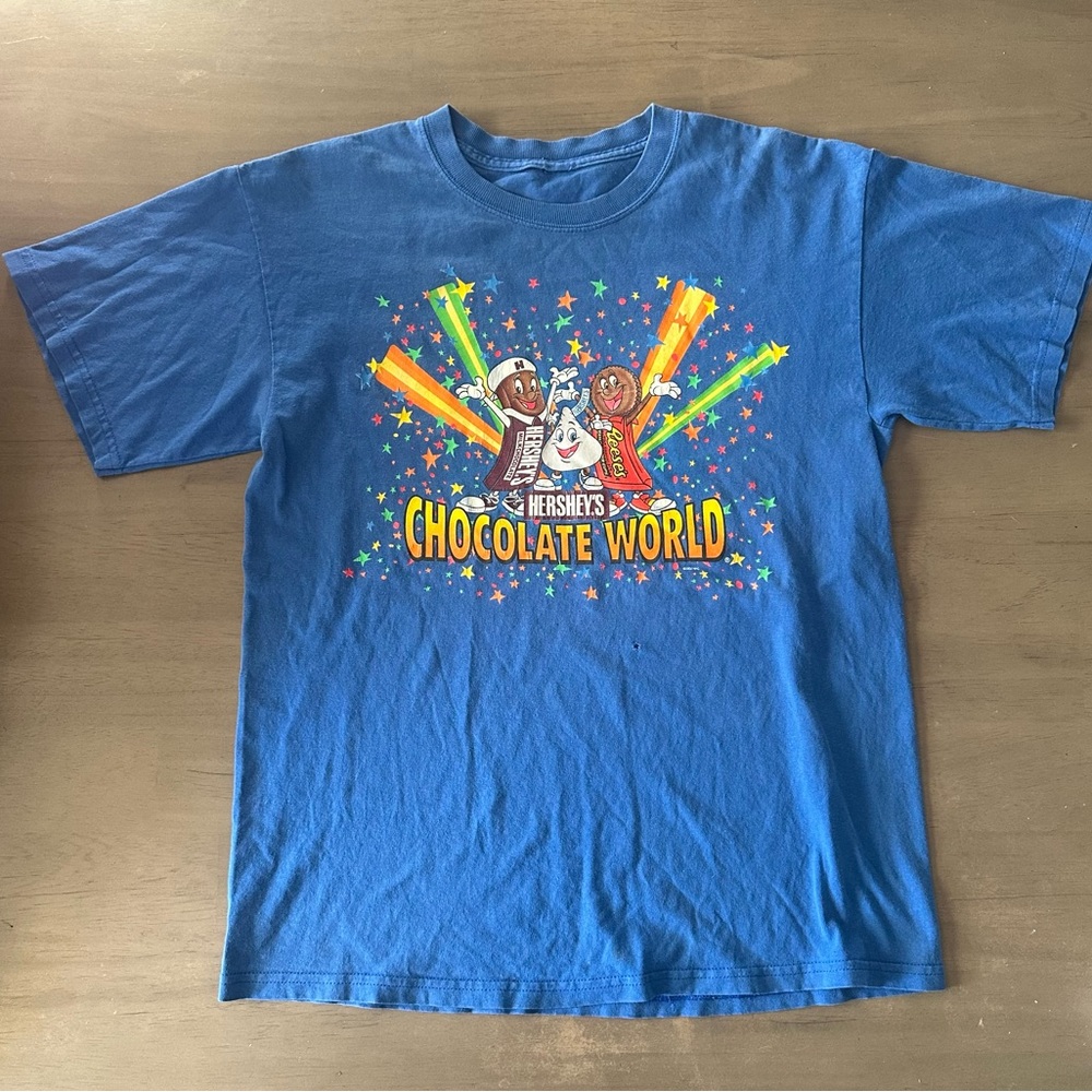 Med/L 2002 Hershey’s Chocolate World Blue Men’s Short Sleeve T-Shirt No Size Tag
